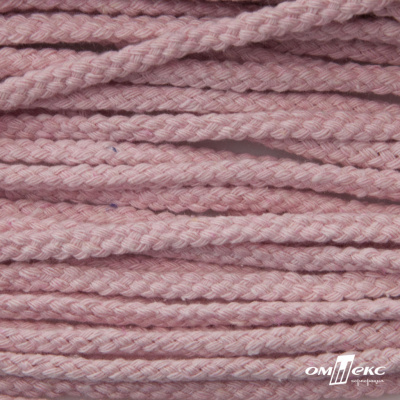 Шнур плетеный d-6 мм круглый, 70% хлопок 30% полиэстер, уп.90+/-1 м, цв.1087-розовый - купить в Тольятти. Цена: 588 руб.