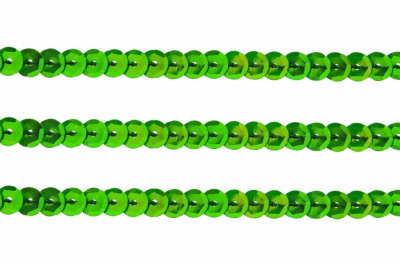 Пайетки "ОмТекс" на нитях, CREAM, 6 мм С / упак.73+/-1м, цв. 94 - зеленый - купить в Тольятти. Цена: 297.48 руб.