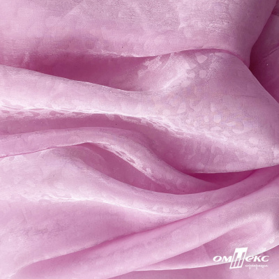 Плательная органза вытравка,100% полиэстр, шир. 150 см, #606 цв.-розовый - купить в Тольятти. Цена 384.62 руб.
