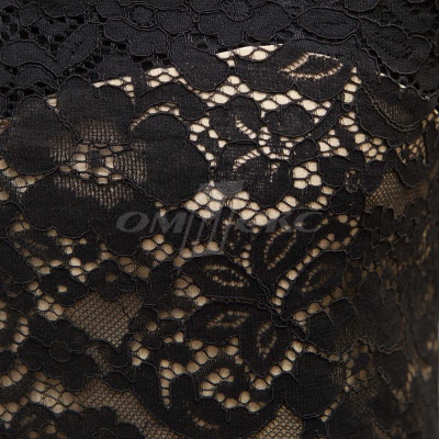 Кружевное полотно #3378, 150 гр/м2, шир.150см, цвет чёрный - купить в Тольятти. Цена 370.97 руб.
