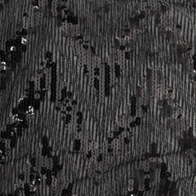 Трикотажное полотно с пайетками, шир.130 см, #311-бахрома чёрная - купить в Тольятти. Цена 1 183.35 руб.