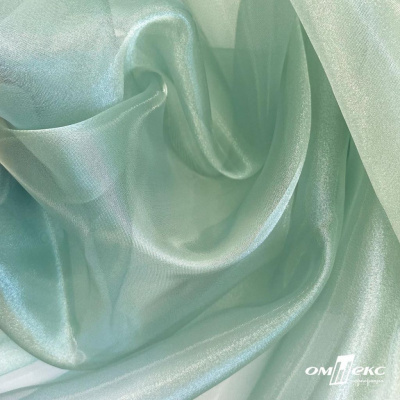 Ткань органза, 100% полиэстр, 28г/м2, шир. 150 см, цв. #104 светло-зеленый - купить в Тольятти. Цена 86.24 руб.