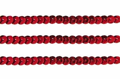 Пайетки "ОмТекс" на нитях, SILVER-BASE, 6 мм С / упак.73+/-1м, цв. 3 - красный - купить в Тольятти. Цена: 468.37 руб.