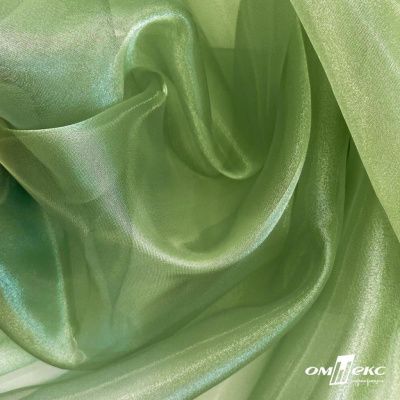 Ткань органза, 100% полиэстр, 28г/м2, шир. 150 см, цв. #27 зеленый - купить в Тольятти. Цена 86.24 руб.