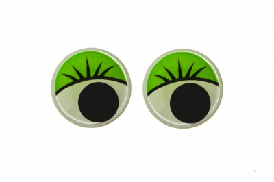 Глазки для игрушек, круглые, с бегающими зрачками, 15 мм/упак.50+/-2 шт, цв. -зеленый - купить в Тольятти. Цена: 113.01 руб.