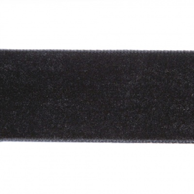 Лента бархатная нейлон, шир.25 мм, (упак. 45,7м), цв.03-черный - купить в Тольятти. Цена: 800.84 руб.