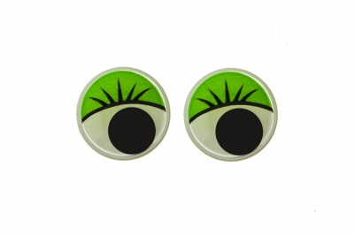 Глазки для игрушек, круглые, с бегающими зрачками, 12 мм/упак.50+/-2 шт, цв. -зеленый - купить в Тольятти. Цена: 96.01 руб.