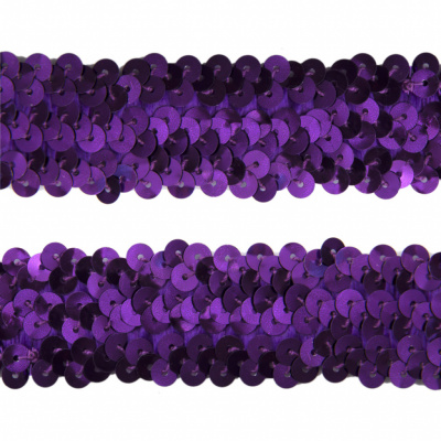 Тесьма с пайетками 12, шир. 30 мм/уп. 25+/-1 м, цвет фиолет - купить в Тольятти. Цена: 1 098.48 руб.