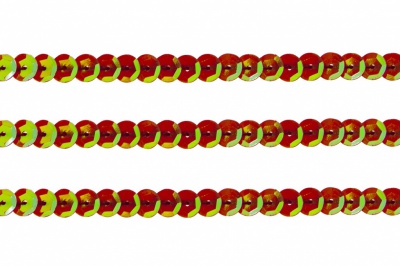 Пайетки "ОмТекс" на нитях, CREAM, 6 мм С / упак.73+/-1м, цв. 96 - красный - купить в Тольятти. Цена: 484.77 руб.