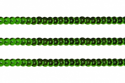 Пайетки "ОмТекс" на нитях, SILVER-BASE, 6 мм С / упак.73+/-1м, цв. 4 - зеленый - купить в Тольятти. Цена: 484.77 руб.
