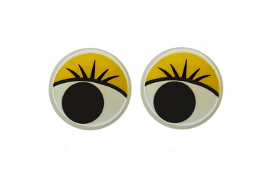 Глазки для игрушек, круглые, с бегающими зрачками, 15 мм/упак.50+/-2 шт, цв. -желтый - купить в Тольятти. Цена: 113.01 руб.