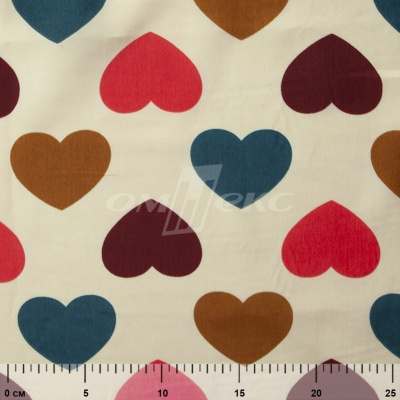 Плательная ткань "Софи" 21.1, 75 гр/м2, шир.150 см, принт сердечки - купить в Тольятти. Цена 241.49 руб.